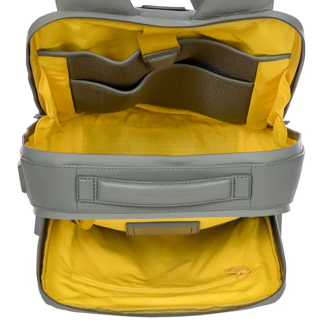 【Porsche Design 保時捷】德國頂級小牛皮旅行後背包(灰色 OLE1614GRY)