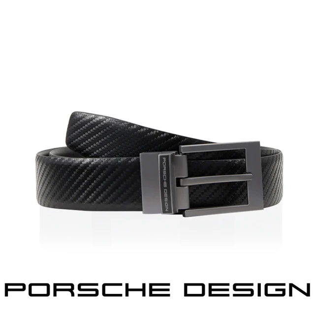 Porsche Design 保時捷 限量3折 德國頂級小牛皮皮帶 全新專櫃展示品(黑色 FU5038)