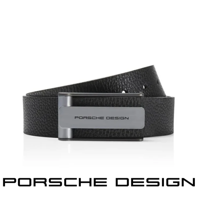 Porsche Design 保時捷 限量3折 德國頂級小牛皮皮帶 全新專櫃展示品(黑色 FU5044)