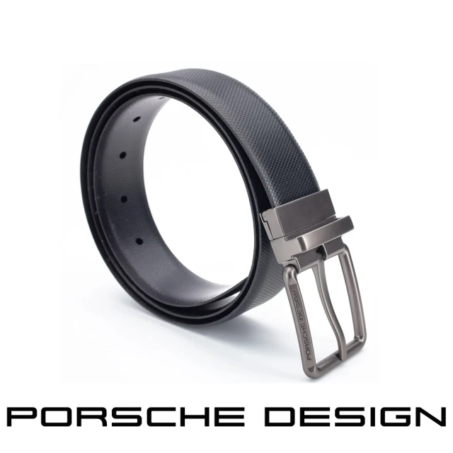 Porsche Design 保時捷 限量3折 德國頂級小牛皮皮帶 全新專櫃展示品(黑色 FU5050)