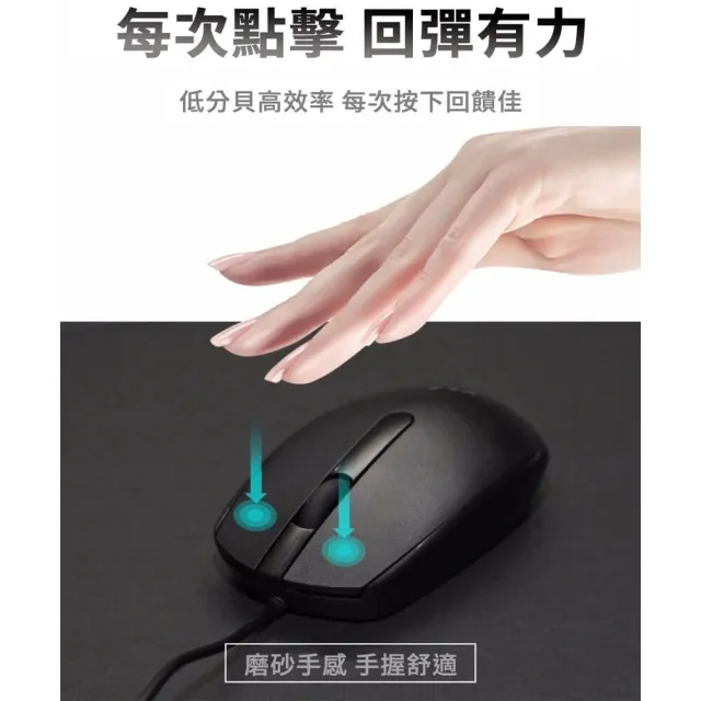 【HP 惠普】KM10 有線鍵盤滑鼠組(隨插即用/定位精準/按鍵回饋佳)
