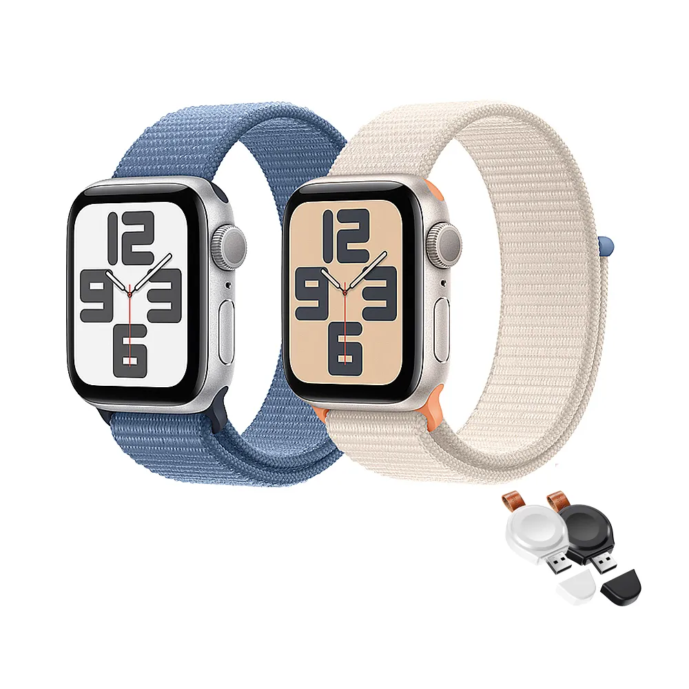 無線充電器組【Apple】Apple Watch SE2 2023 GPS 44mm(鋁金屬錶殼搭配運動型錶環)
