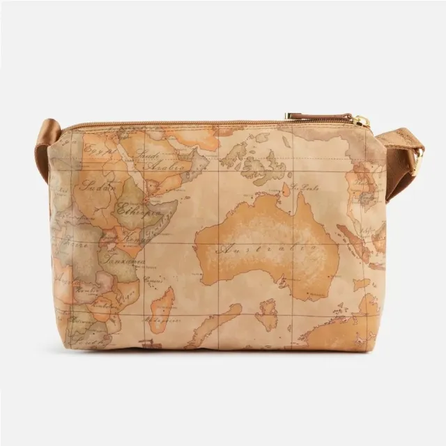 【Alviero Martini】義大利地圖包 PU尼龍郵差斜側背包25cm(地圖黃)