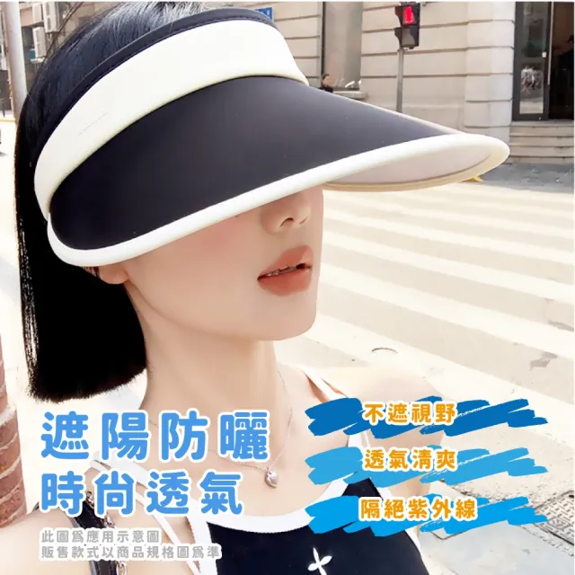 【不怕曬黑】ins小清新撞色可折疊空頂帽(遮陽帽 大帽簷 防曬帽 抗UV 沙灘帽 網球帽 爬山 露營)