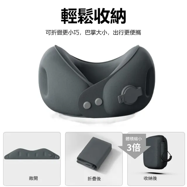 【Nil】折疊便攜式充氣枕 可收納護頸枕 頸托脖套 U型枕+收納盒(靠枕 頸椎枕)