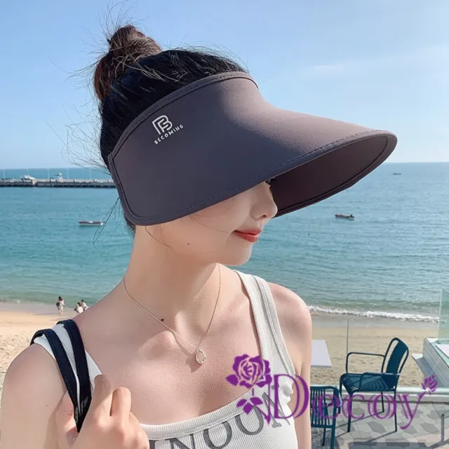【Decoy】優閒渡假*帽檐加大冰絲涼感空頂防曬遮陽帽陽草帽(顏色可選)