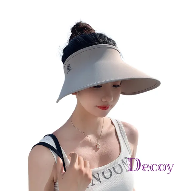 【Decoy】優閒渡假*帽檐加大冰絲涼感空頂防曬遮陽帽陽草帽(顏色可選)