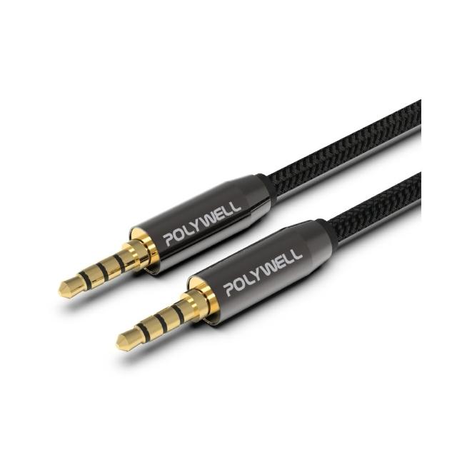 【POLYWELL】3.5mm AUX音源線 三環四節 公對公 BRAID版 /2M