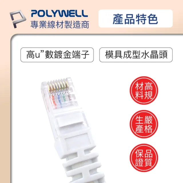 【POLYWELL】CAT6 網路線 /40M