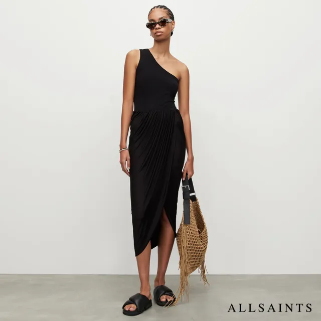 【ALLSAINTS】AURELIA 輕盈抓皺中長裙 WS058Y(修身版型)