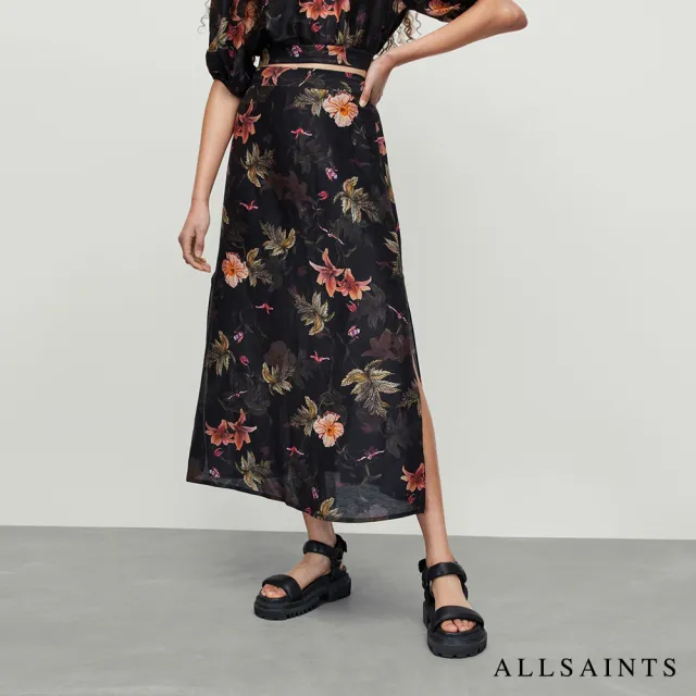 【ALLSAINTS】VIVIANA 真絲混紡花卉印花長裙 WS062Y(舒適版型)