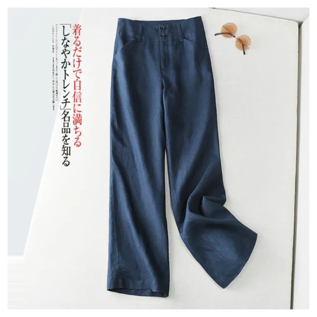 【ASister 小姊姊】*雙11限定*棉麻休閒褲☆*同色釦純色*腰頭後鬆緊帶九分亞麻直筒長褲(6色 M-2XL)#AS0506