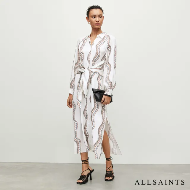 【ALLSAINTS】LETICIA 人造絲印花襯衫洋裝 WD437Y(常規版型)