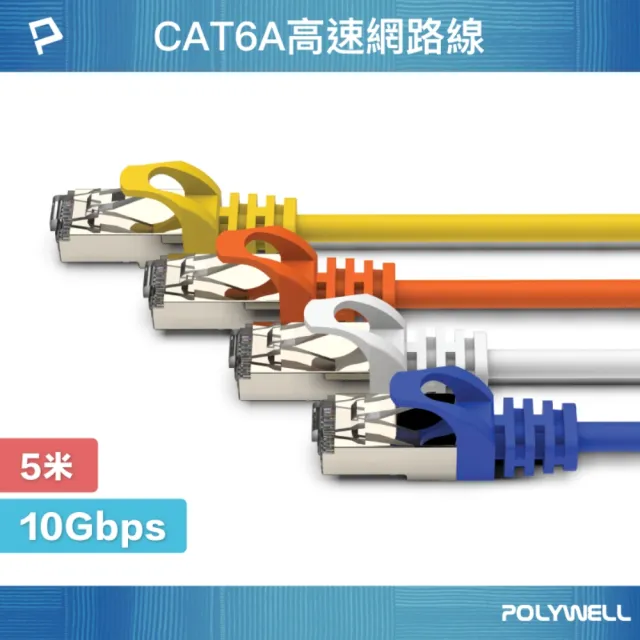 【POLYWELL】CAT6A 高速乙太網路線 S/FTP 10Gbps /5M