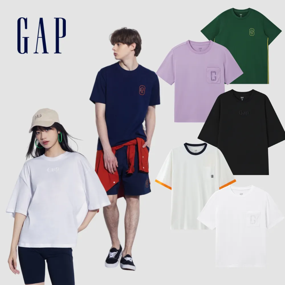 【GAP】男女裝 Logo圓領短袖T恤-多款任選(464839&465586&465602&512840)