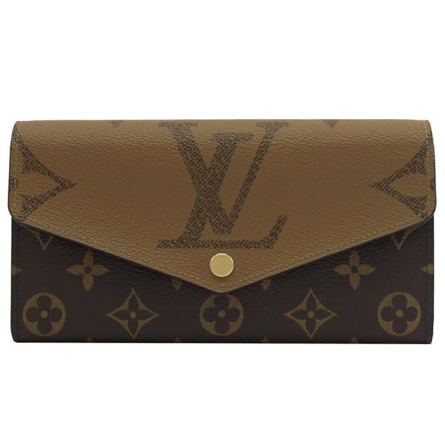【Louis Vuitton 路易威登】LV M80726 SARAH 經典花紋拼接扣式發財零錢長夾(現貨)