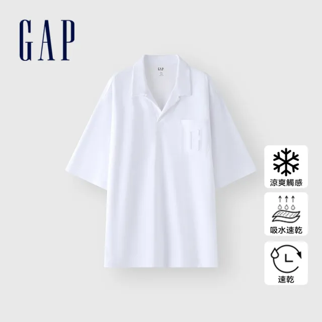 【GAP】男裝 Logo短袖POLO衫-白色(464159)