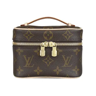 【Louis Vuitton 路易威登】LV M44936 Nice Nano經典LOGO花紋Monogram帆布拉鍊手提化妝箱(迷你/咖啡)