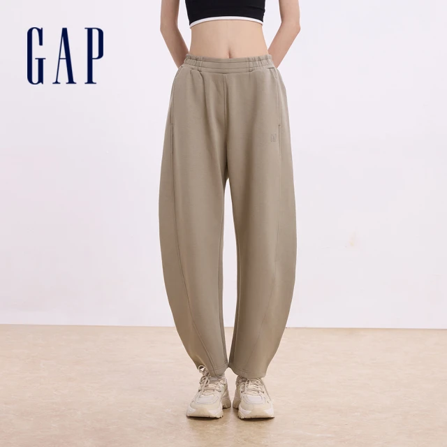 GAP 女裝 Logo抽繩鬆緊運動褲-棕色(637520)