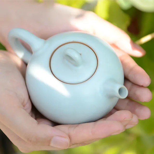 【LohasPottery 陸寶】汝窯藏器 圓珠壺茶組 一壺一海六杯(瑪瑙為釉  精湛工藝)