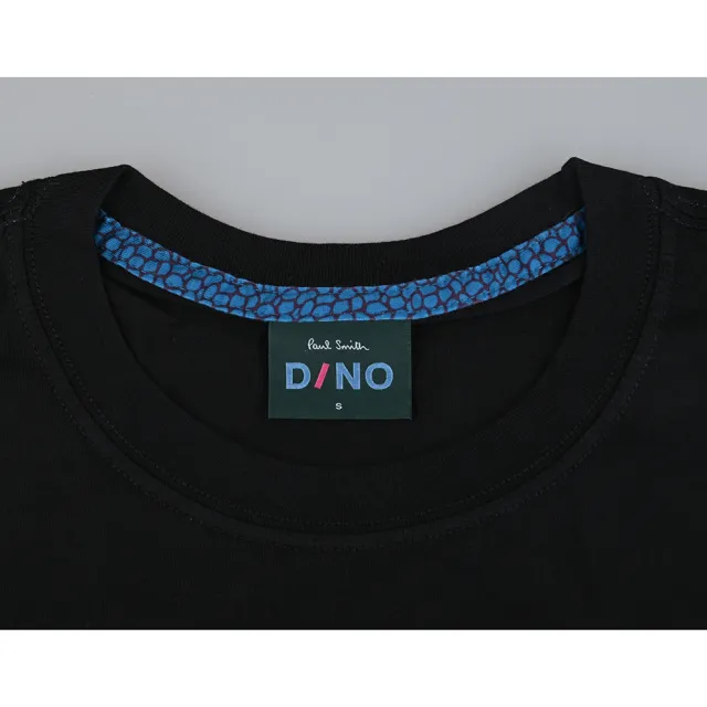 【Paul Smith】PAUL SMITH DINO 草寫LOGO燙印大眼恐龍圖案設計純棉短袖T恤(男款/黑x多色)