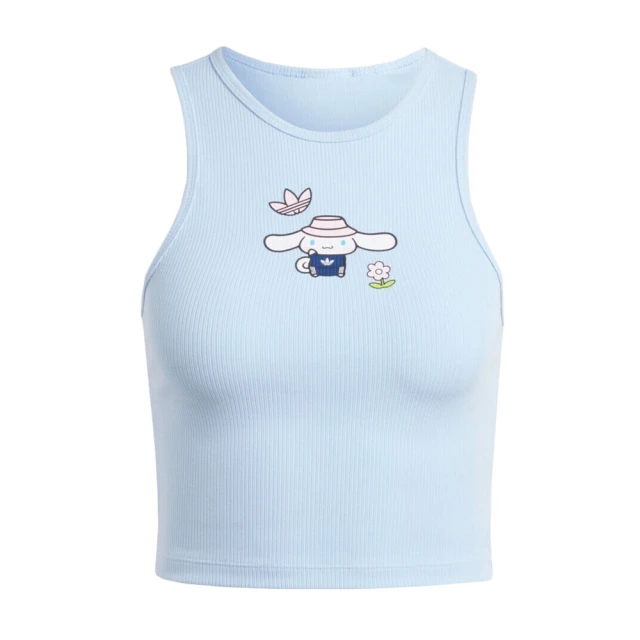 adidas 愛迪達 Tank Top C 女 短版 背心 HELLO KITTY 大耳狗 休閒 修身 淺藍(JG8052)