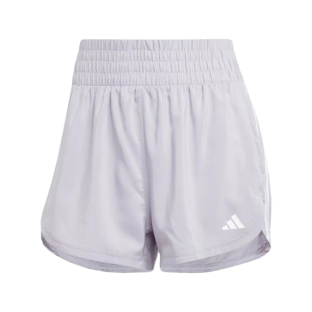 adidas 愛迪達 Pacer WVN High 女 短褲 運動 訓練 健身 高腰 輕盈 吸濕排汗 淺灰紫(IX1064)