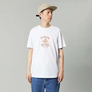 【Dickies】男女款白色純棉胸前撞色Logo圖案印花短袖T恤｜DK013128C4D
