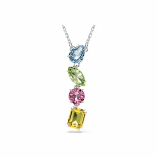 【SWAROVSKI 施華洛世奇】Gema Y 字形鏈墜 混合式切割 漸層色 鍍白金色(情人節禮物)