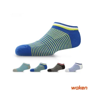 【Waken】精梳棉毛巾厚底條紋船型運動襪(3倍厚毛巾襪子/裸襪/氣墊襪/足弓襪/男襪女襪/台灣製)