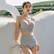 【TING BRA 婷姐內衣】女泳裝 三件式 大尺碼 美背鋼圈款木耳邊高腰外罩衫三件式泳衣(白色 M-3XL)