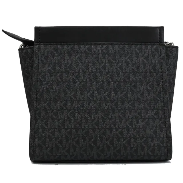 【Michael Kors】GRAHAM 經典滿版MK印花拼接手提包斜背包(黑灰)