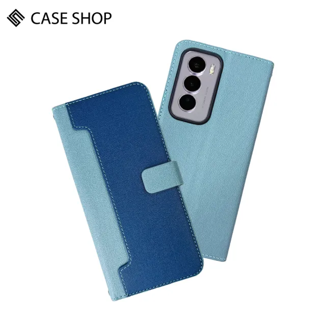 【CASE SHOP】OPPO Reno 12 Pro 前收納側掀皮套-藍(內襯卡片夾層 翻蓋站立)