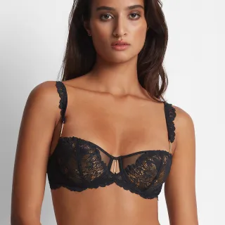 【Aubade】朵朵情意蕾絲無襯內衣 性感內衣 法國進口 女內衣(LA-黑.白)
