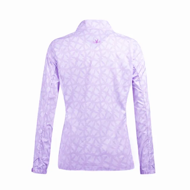 【PLAYBOY GOLF】女款經典LOGO兔頭印花防風高爾夫薄外套-淺紫(防風透氣/防潑水/高爾夫/KC24102-63)