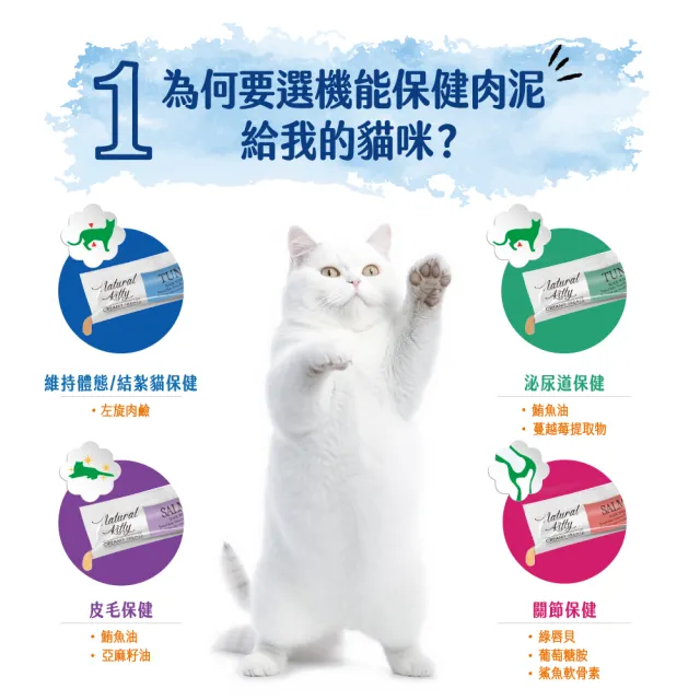 【Natural Kitty 自然小貓】機能保健肉泥系列｜四種口味｜12gx4/包(貓零食 貓食 肉泥 寵物零食)
