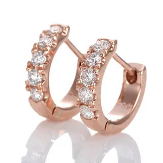 【DOLLY】0.40克拉 輕珠寶18K玫瑰金鑽石耳環(002)