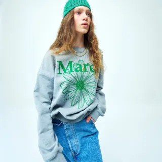 【MARDI MERCREDI】印花大學TEE 灰色 經典小雛菊 綠花 純棉 SWEATSHIRT FLOWERMARDI