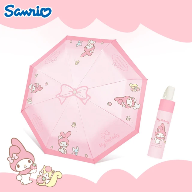 SANRIO 三麗鷗 大耳狗美樂蒂自動三折便攜黑膠晴雨傘摺疊傘(帕恰狗/人魚漢頓/防曬傘/陽傘)