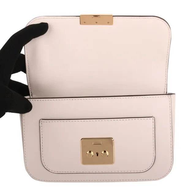 【Michael Kors】金牌壓釦牛皮革腰包小(奶白)