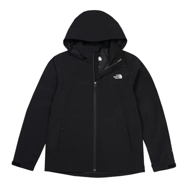 【The North Face 官方旗艦】北面女款黑色DryVent防水透氣連帽衝鋒衣｜88FY4H0(外套)