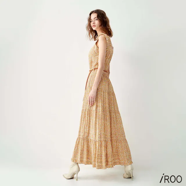 【iROO】珊瑚花海印花長洋裝