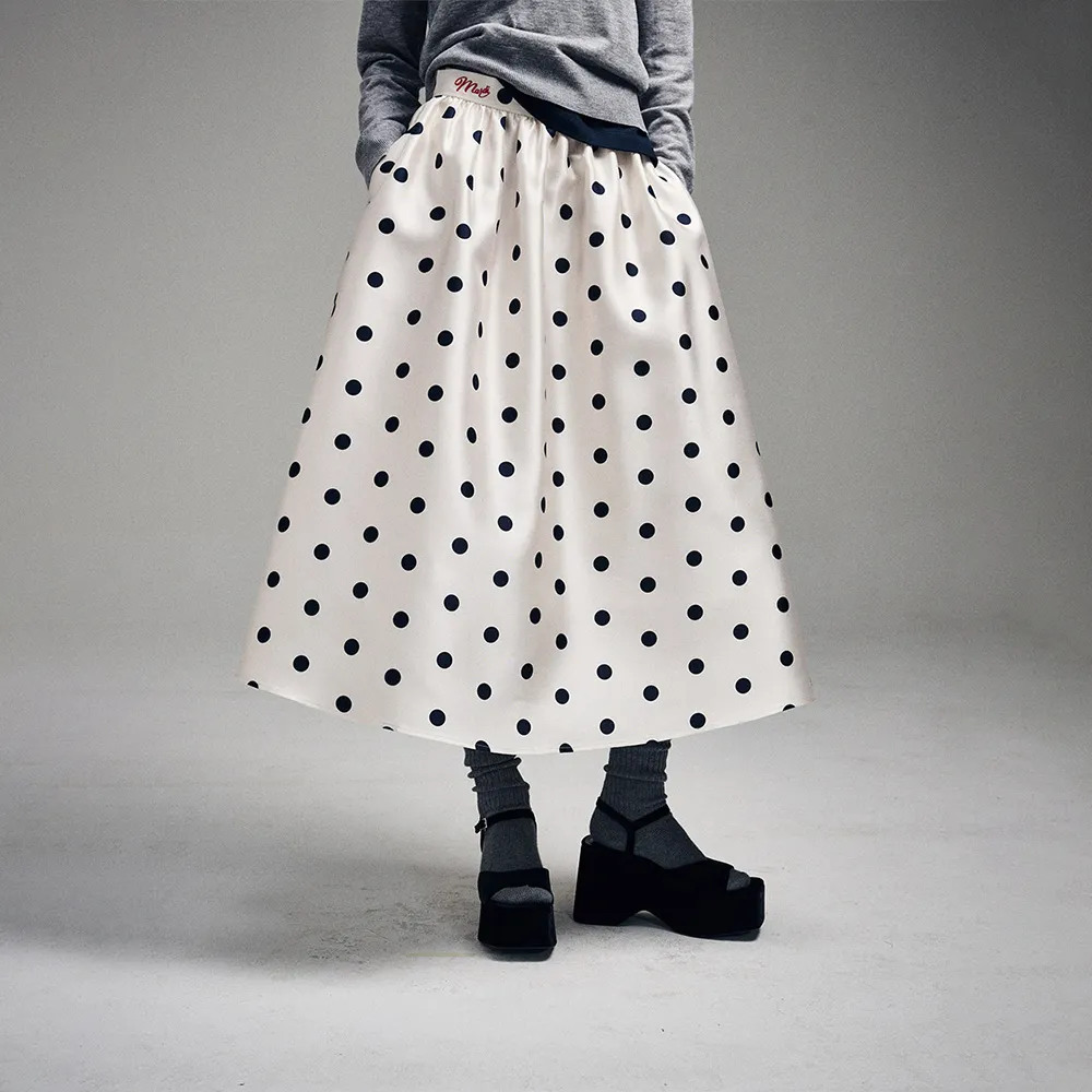 【MARDI MERCREDI】點點長裙 象牙白色 VOLUME MAXI SKIRT CRAPE DOT