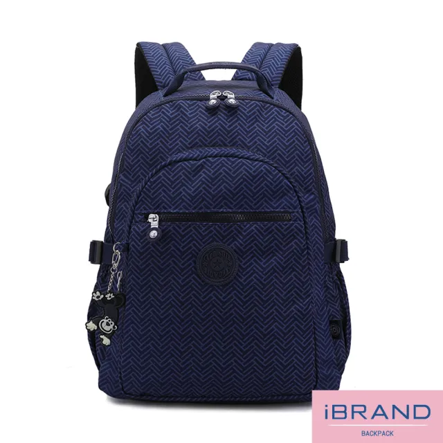 【iBrand】簡約輕盈防潑水印花大口袋後背包(雙11 多色任選)