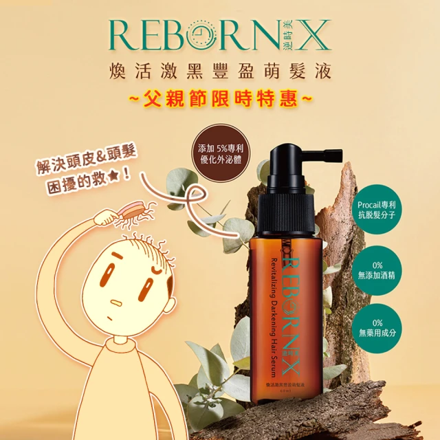 REBORN X 逆時美 第二代煥活激黑豐盈萌髮液2入 60ml ☆父親節特惠☆