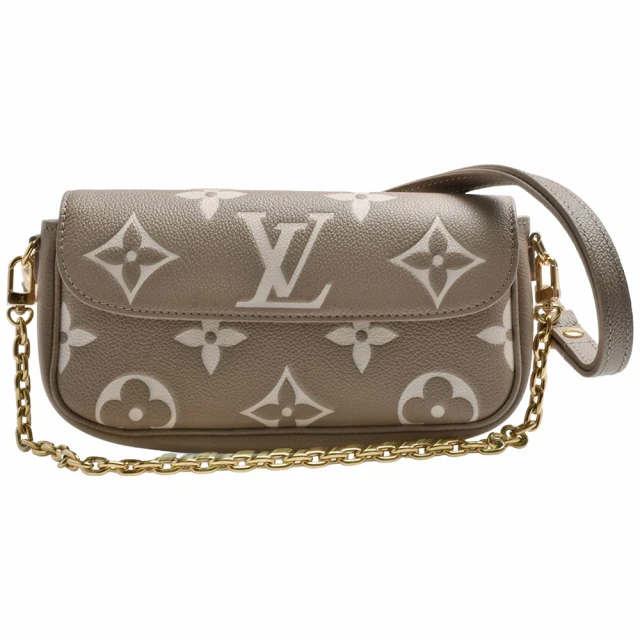 Louis Vuitton 路易威登 M82211經典Wallet on Chain Ivy雙色Empreinte皮革斜背包(斑鳩灰/奶油色)