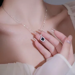 【KT DADA】包包 純銀項鍊 瑪瑙項鍊 四葉草項鍊 幸運草項鍊 韓國項鍊 閨蜜項鍊  金項鍊 銀