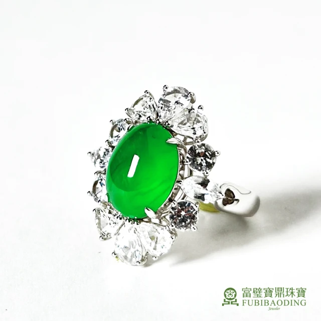 Fubibaoding jeweler 富璧寶鼎珠寶 陽綠翡翠蛋面鑲剛玉戒指(天然A貨 剛玉 翡翠 國際圍#10)