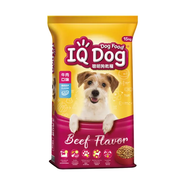 【IQ DOG】聰明狗乾糧-多種口味 13.5-15KG(任選兩包)(狗飼料)