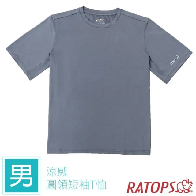 RATOPS 男款 涼感圓領短袖T恤.排汗休閒上衣.運動休閒衣(DB1778 灰色)